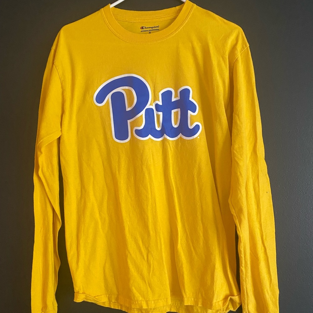 Champion Gold Long Sleeve with Blue Pitt Logo